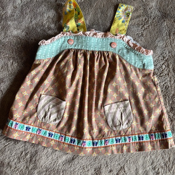 Matilda Jane Other - Matilda Jane Girls Mixed Media Floral Tunic Top Butterfly Trim Size 2